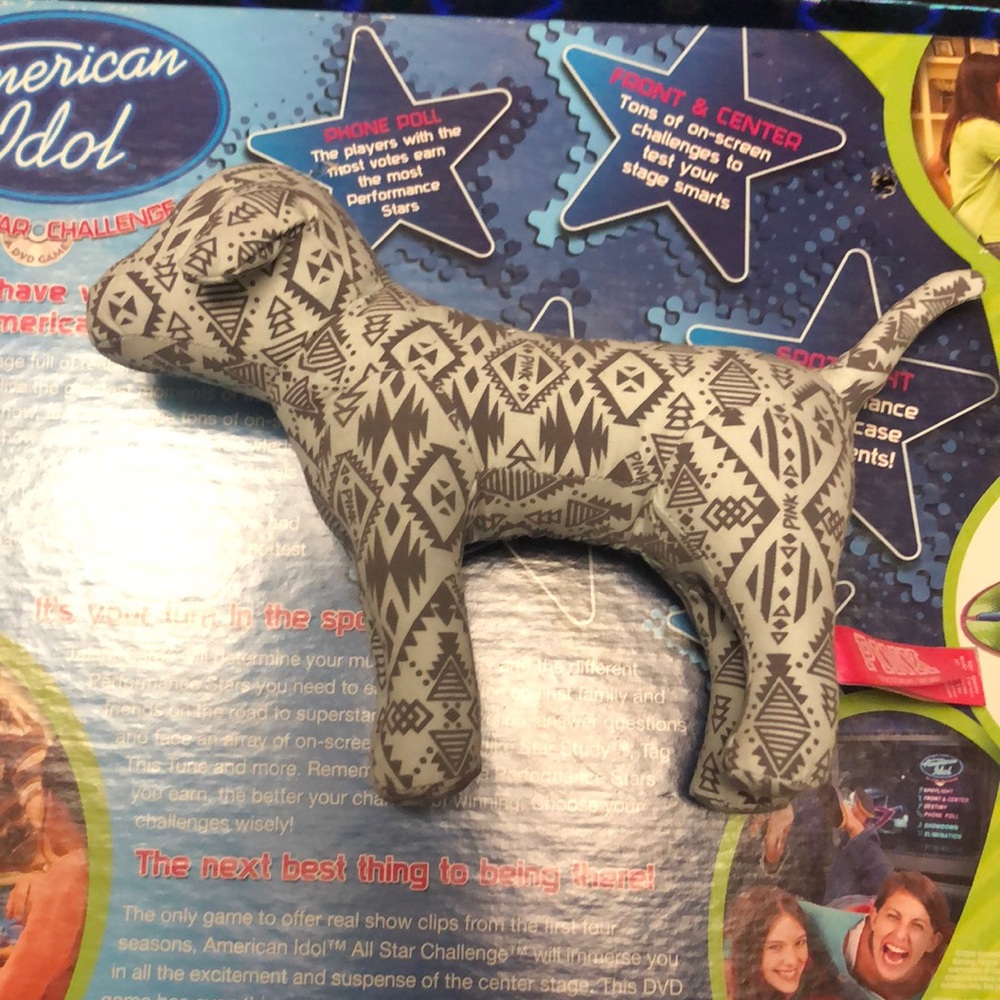 Victoria secret pink dog.  Aztec dog
